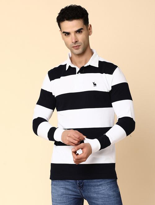Blue Cotton Striped Print T-shirt - 20572687 - Very Small Image - 1