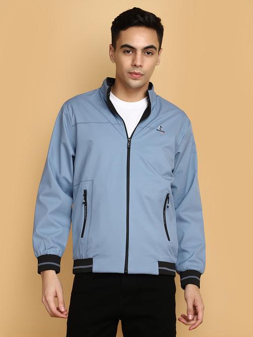 light blue solid casual jacket - 20572767 - Very Small Image - 1