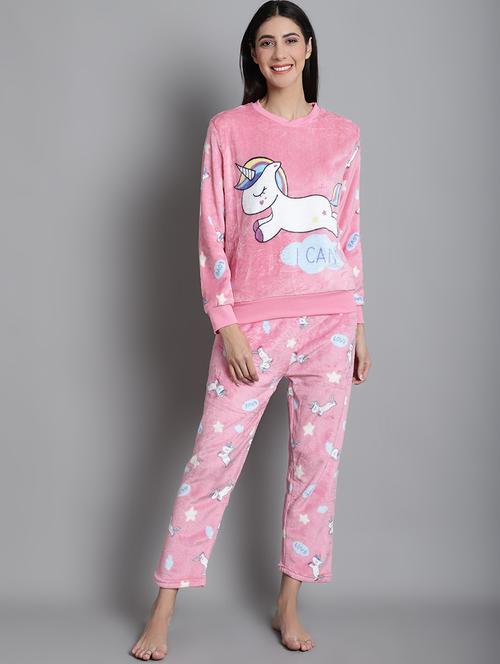 women fleece pyjama nightwear set - 20572775 - Very Small Image - 1