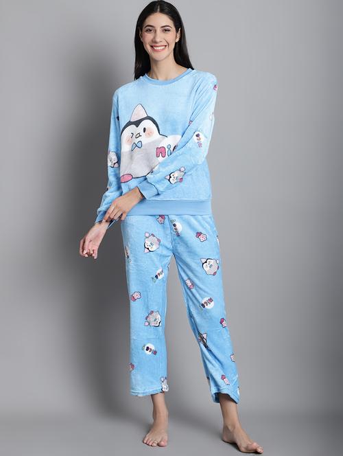 women fleece pyjama nightwear set - 20572779 - Very Small Image - 1