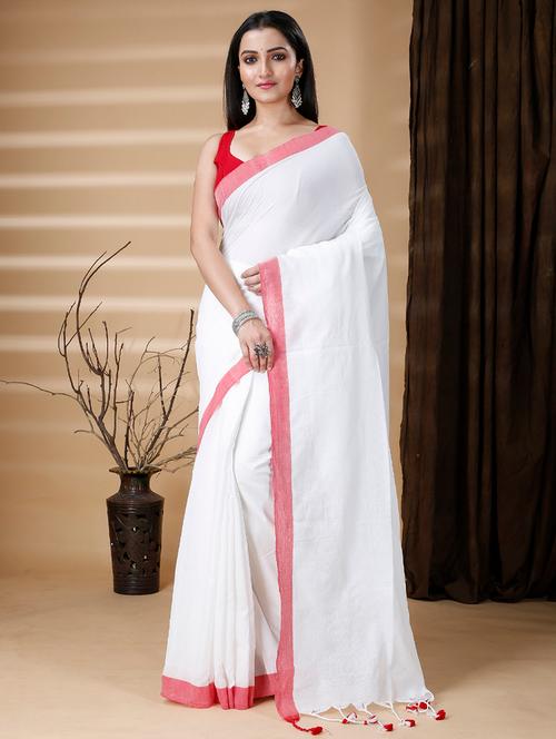 women's bordered royal blue colored saree with blouse - 20573088 - Very Small Image - 1