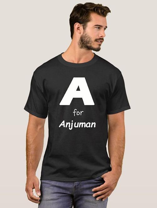 mens black typographic t-shirt - 20583532 - Very Small Image - 1