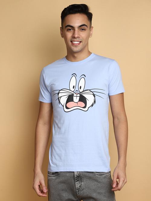 men round neck front print cotton t-shirt - 20588354 - Very Small Image - 1