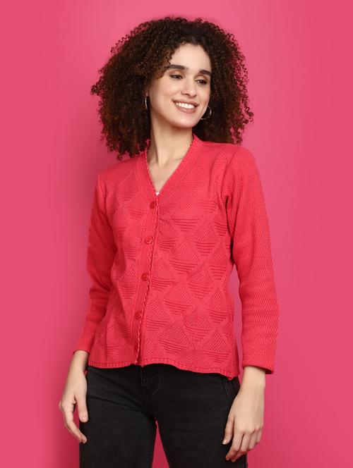 women coral long sleeves cardigans - 20589863 - Very Small Image - 1