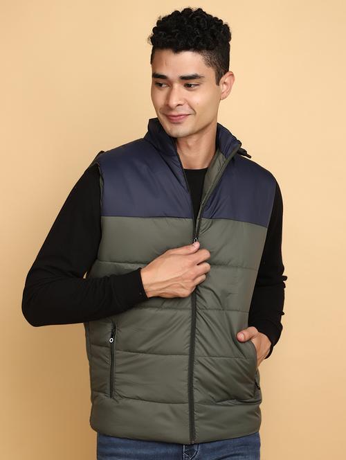 men sleeveless color block quilted jacket - 20589954 - Very Small Image - 1