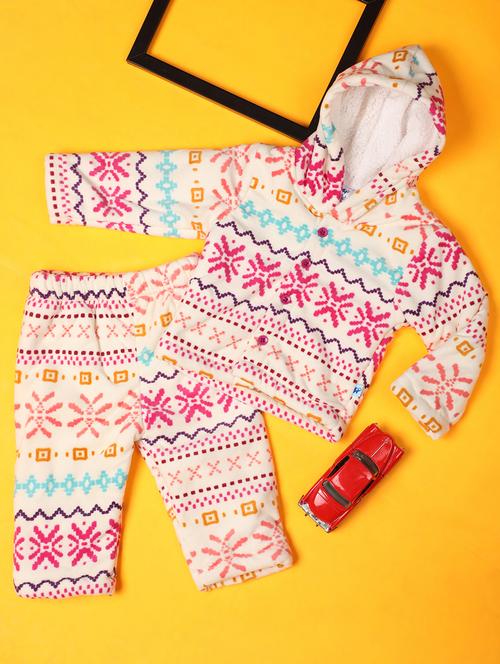 off white printed hooded jacket & pyjama set - 20589985 - Very Small Image - 1