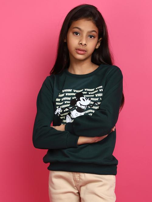 green front printed detailed sweatshirt - 20590139 - Very Small Image - 1