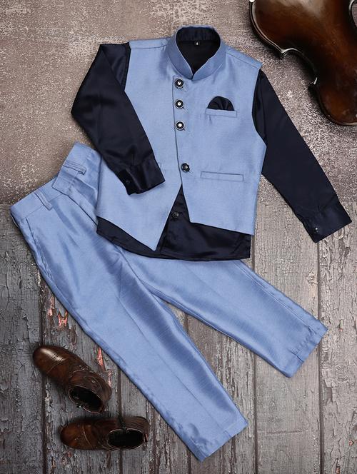 boys solid color suit set with jacket - 20590157 - Very Small Image - 1