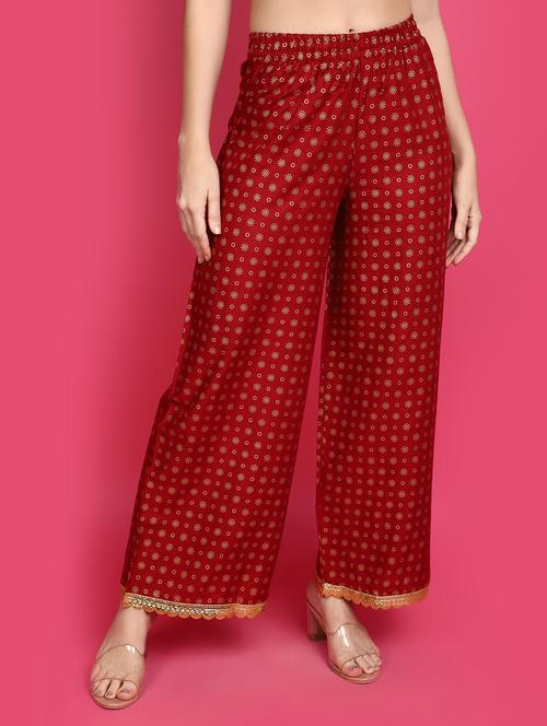 women mid rise printed palazzo - 20590232 - Very Small Image - 1