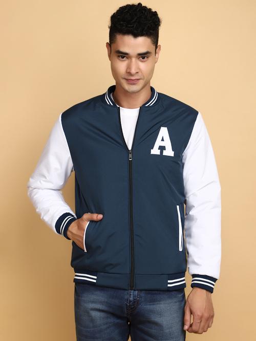 men color block long varsity jacket - 20590337 - Very Small Image - 1