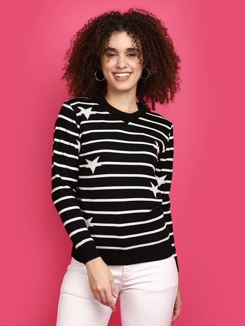 women black stripes pullover - 20590889 - Very Small Image - 1