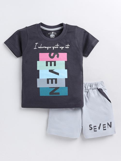 Boys Cotton Shorts Twin Set - 20592928 - Very Small Image - 1