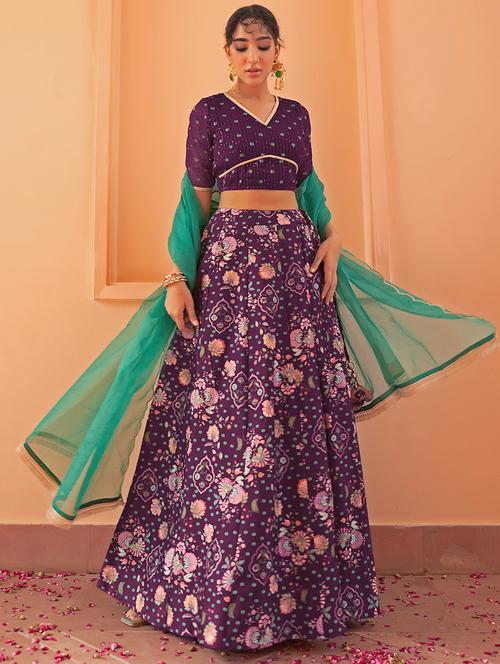 women floral printed flared lehenga choli set with dupatta - 20592967 - Very Small Image - 1