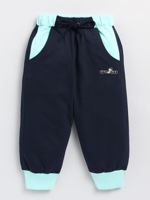 boys navy blue colour block regular joggers - 20593063 - Very Small Image - 1