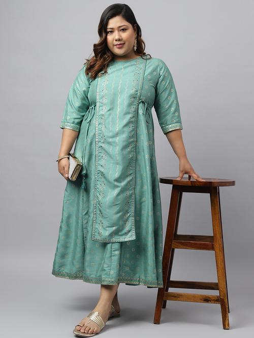 women ethnic motifs printed plus size maxi dress - 20594465 - Very Small Image - 1