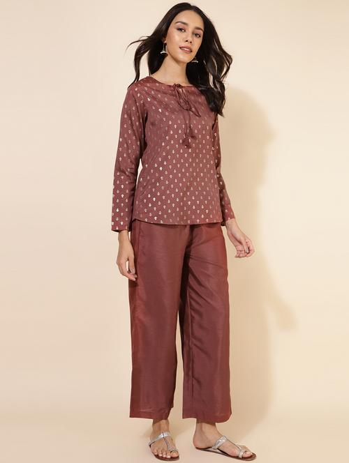 brown crepe coord set - 20594489 - Very Small Image - 1