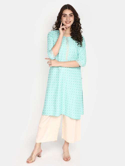 women foil printed straight kurta - 20594644 - Very Small Image - 1