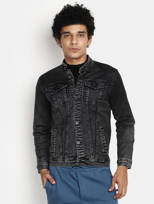 men black full sleeve denim jacket - 20594691 - Very Small Image - 1