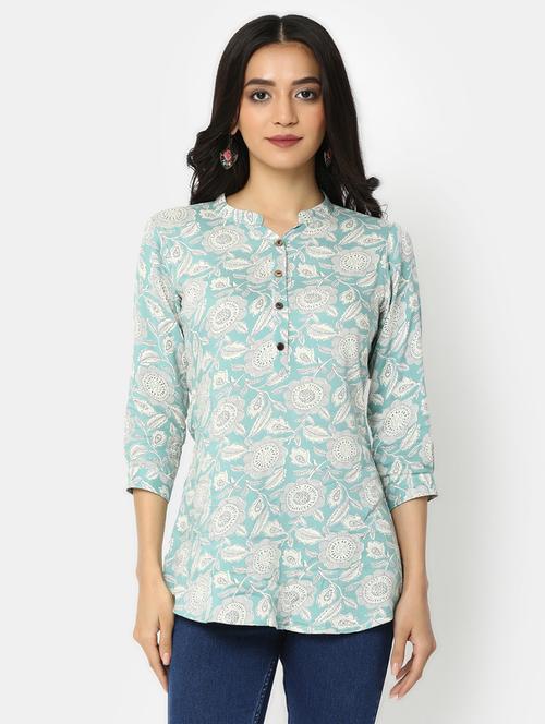 women light blue printed regular top - 20594772 - Very Small Image - 1