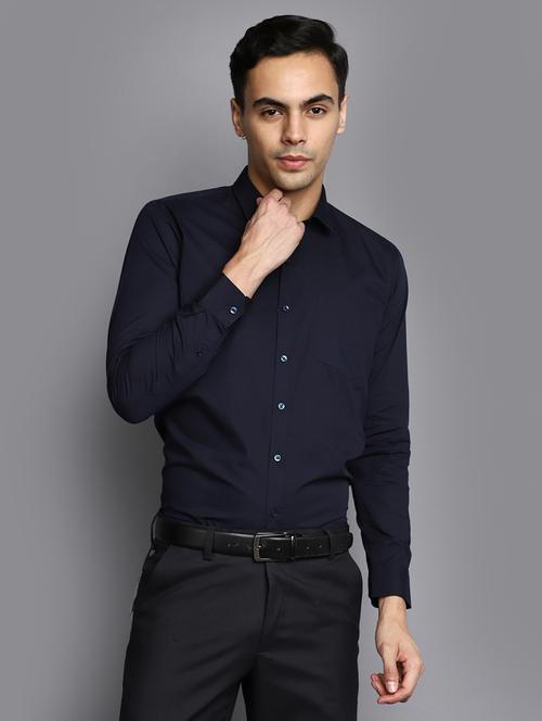 men solid navy blue formal shirt - 20594909 - Very Small Image - 1