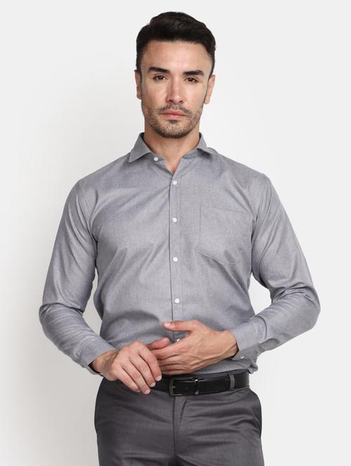 men solid grey formal shirt - 20594912 - Very Small Image - 1