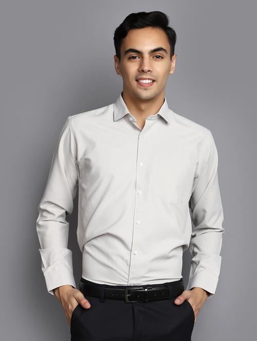 men solid grey formal shirt - 20594914 - Very Small Image - 1