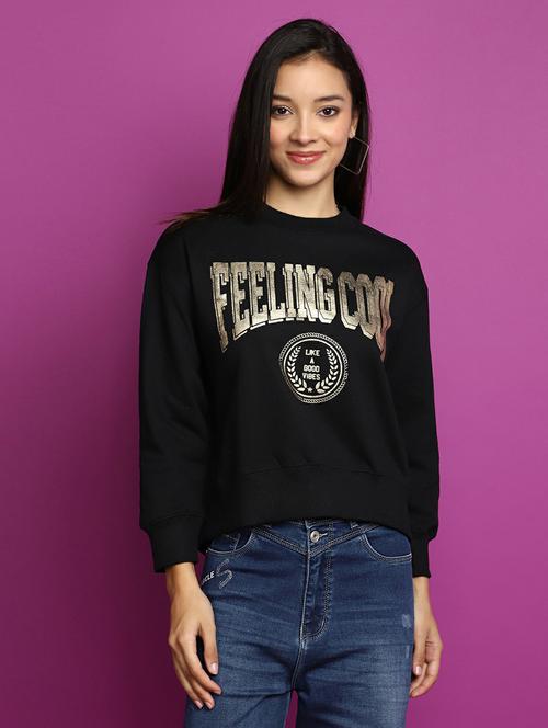 women front print round neck sweatshirt - 20595049 - Very Small Image - 1