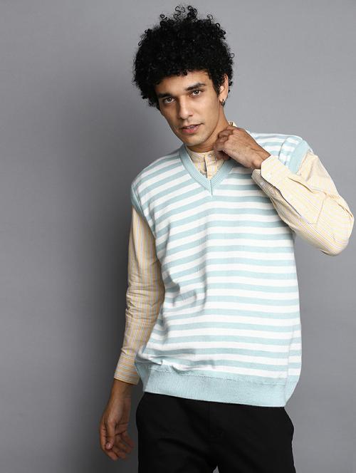 men striped sleeveless regular fit pullover  - 20595147 - Very Small Image - 1