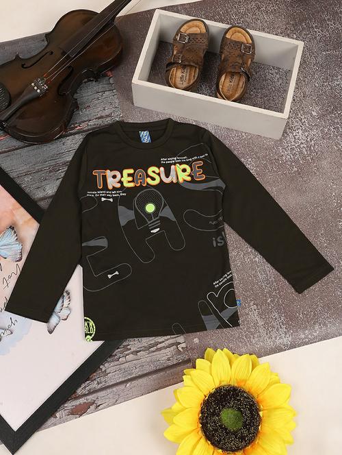 printed dark olive full sleeve t-shirt - 20595220 - Very Small Image - 1