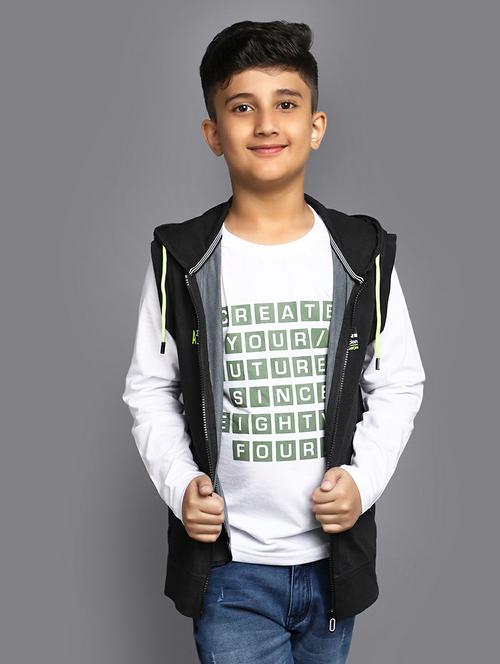 boys black sleeveless hooded jacket - 20595266 - Very Small Image - 1