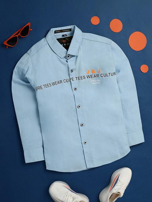 light blue chest typography shirt - 20595376 - Very Small Image - 1