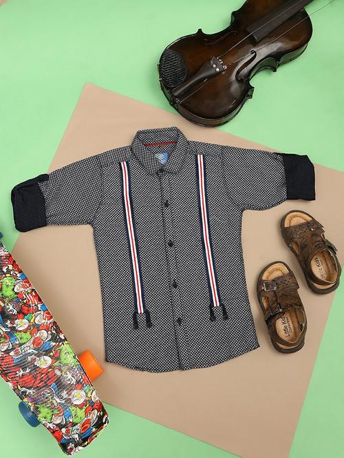 boys black printed full sleeve shirt - 20595385 - Very Small Image - 1