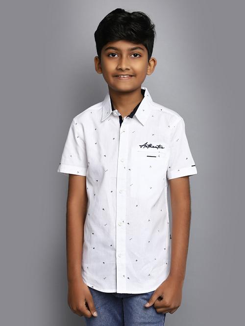 boys white printed cotton shirt - 20595398 - Very Small Image - 1