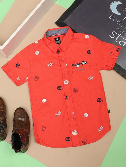 rust cotton printed shirt - 20595399 - Very Small Image - 1