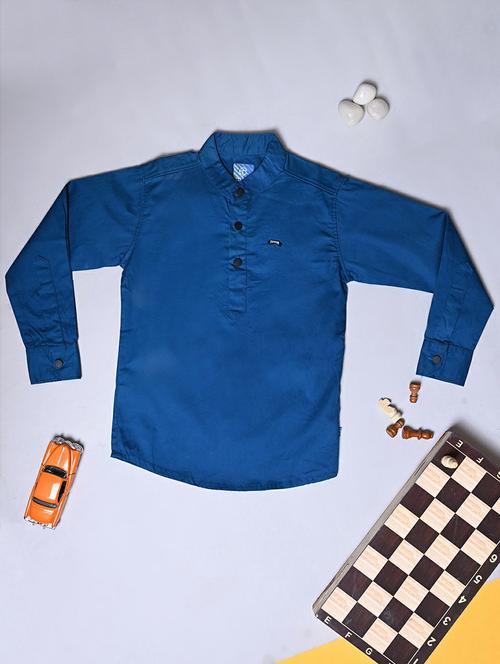 blue solid cotton shirt - 20595413 - Very Small Image - 1