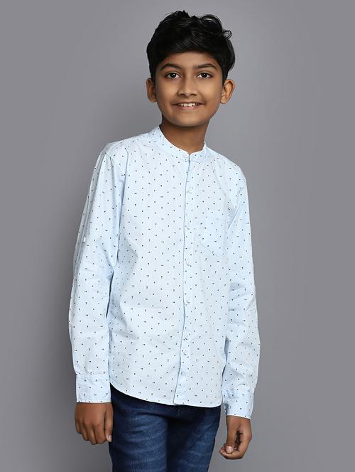 boys purist blue printed cotton shirt - 20595424 - Very Small Image - 1