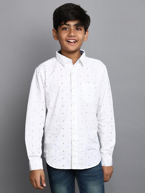 boys white printed cotton shirt - 20595428 - Very Small Image - 1