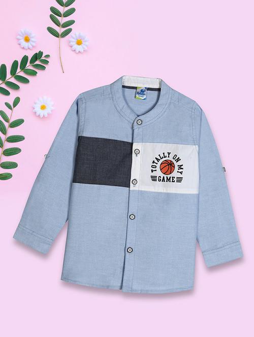 color blocked mandarin collar shirt - 20595454 - Very Small Image - 1