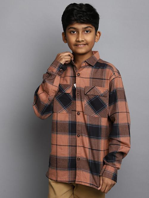 boys brown & black checkered shirt - 20595457 - Very Small Image - 1