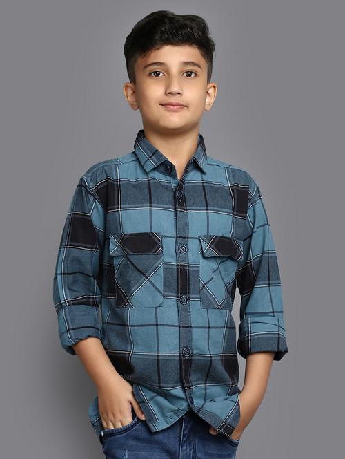 boys blue & black checkered shirt - 20595459 - Very Small Image - 1