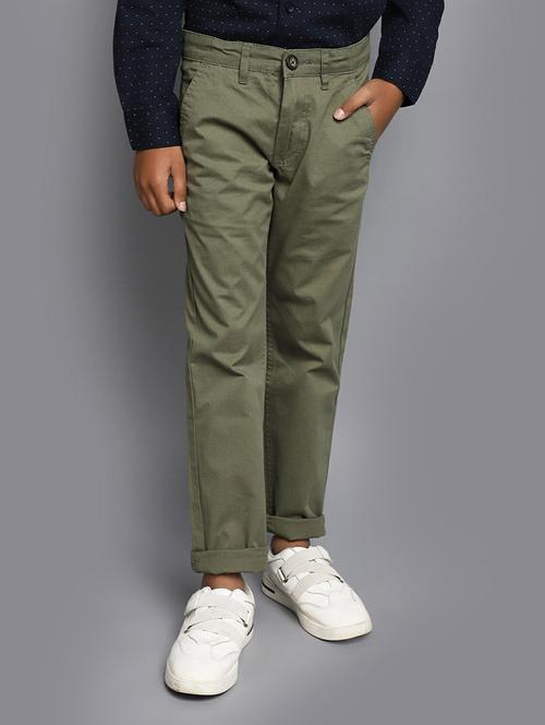boys olive cotton casual trouser - 20595490 - Very Small Image - 1