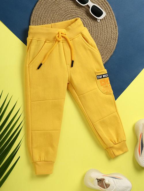 yellow cotton casual joggers - 20595537 - Very Small Image - 1