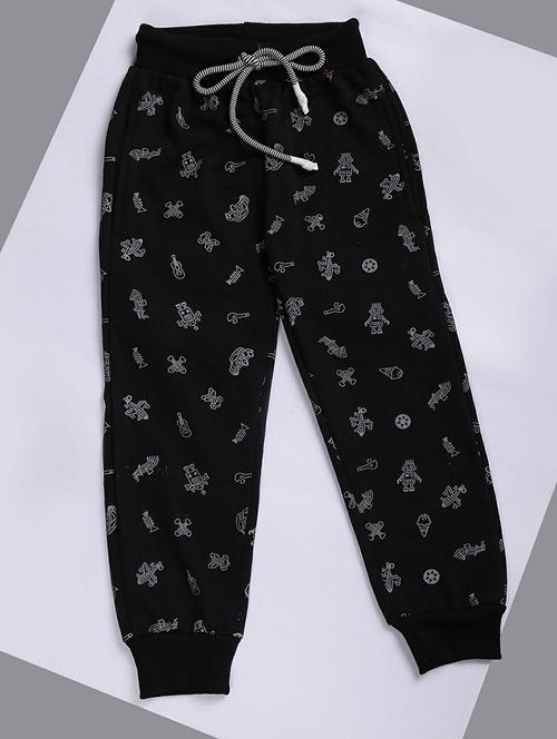black cotton printed joggers - 20595539 - Very Small Image - 1