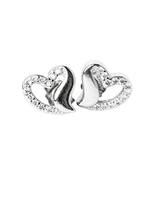 heart shaped silver stud earring - 20595597 - Very Small Image - 1