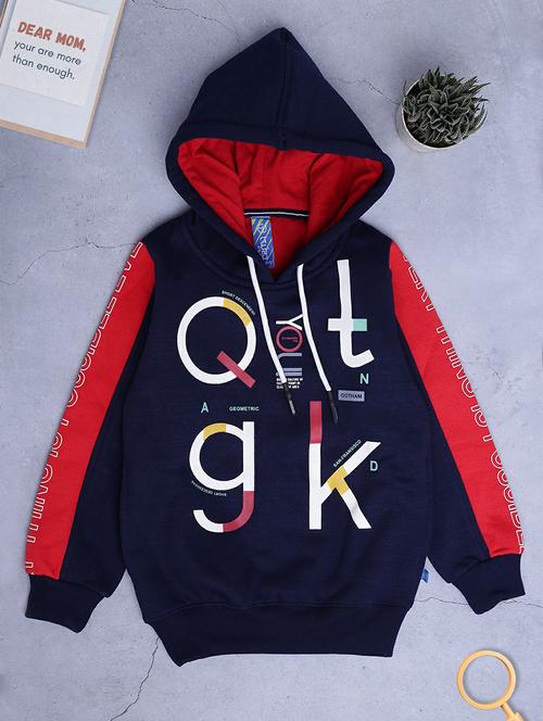 red & navy printed hooded sweatshirt - 20595789 - Very Small Image - 1