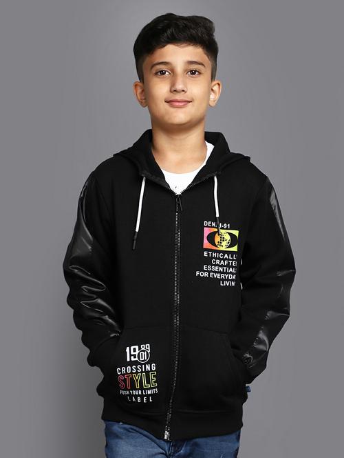 boys black hooded zipper sweatshirt - 20595793 - Very Small Image - 1