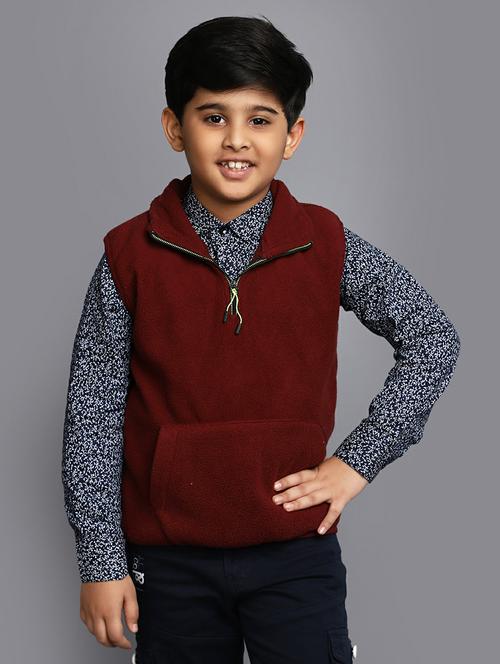 boys maroon sleeveless sweater - 20595852 - Very Small Image - 1