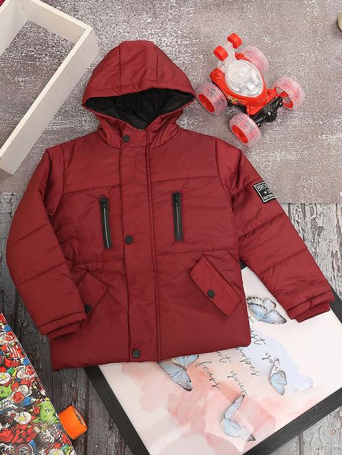 maroon solid full sleeve quilted jacket - 20595874 - Very Small Image - 1