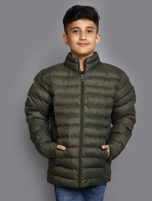 boys dark olive quilted jacket - 20595884 - Very Small Image - 1