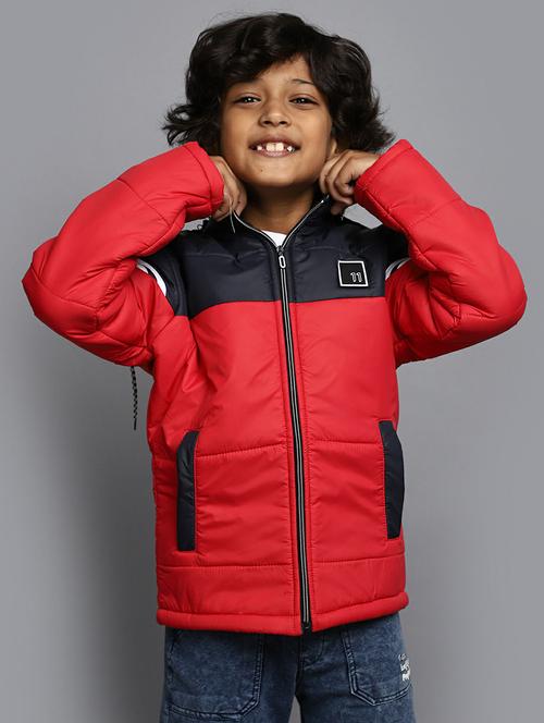 boys red & navy cotton quilted jacket - 20595907 - Very Small Image - 1